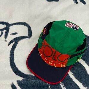 Polo Ralph Lauren Hi tech 5 panel cap in green, orange, navy, & red L/XL used